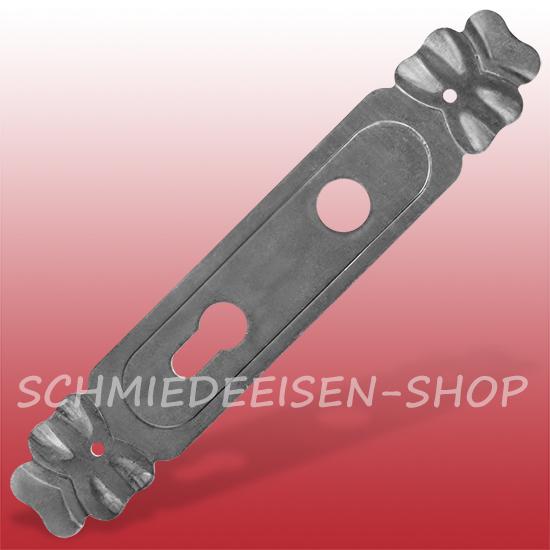 1 Satz Schlossblenden - Stahl, strukturgeprägt - 260 x 50 mm - Bohrabstand 72 mm